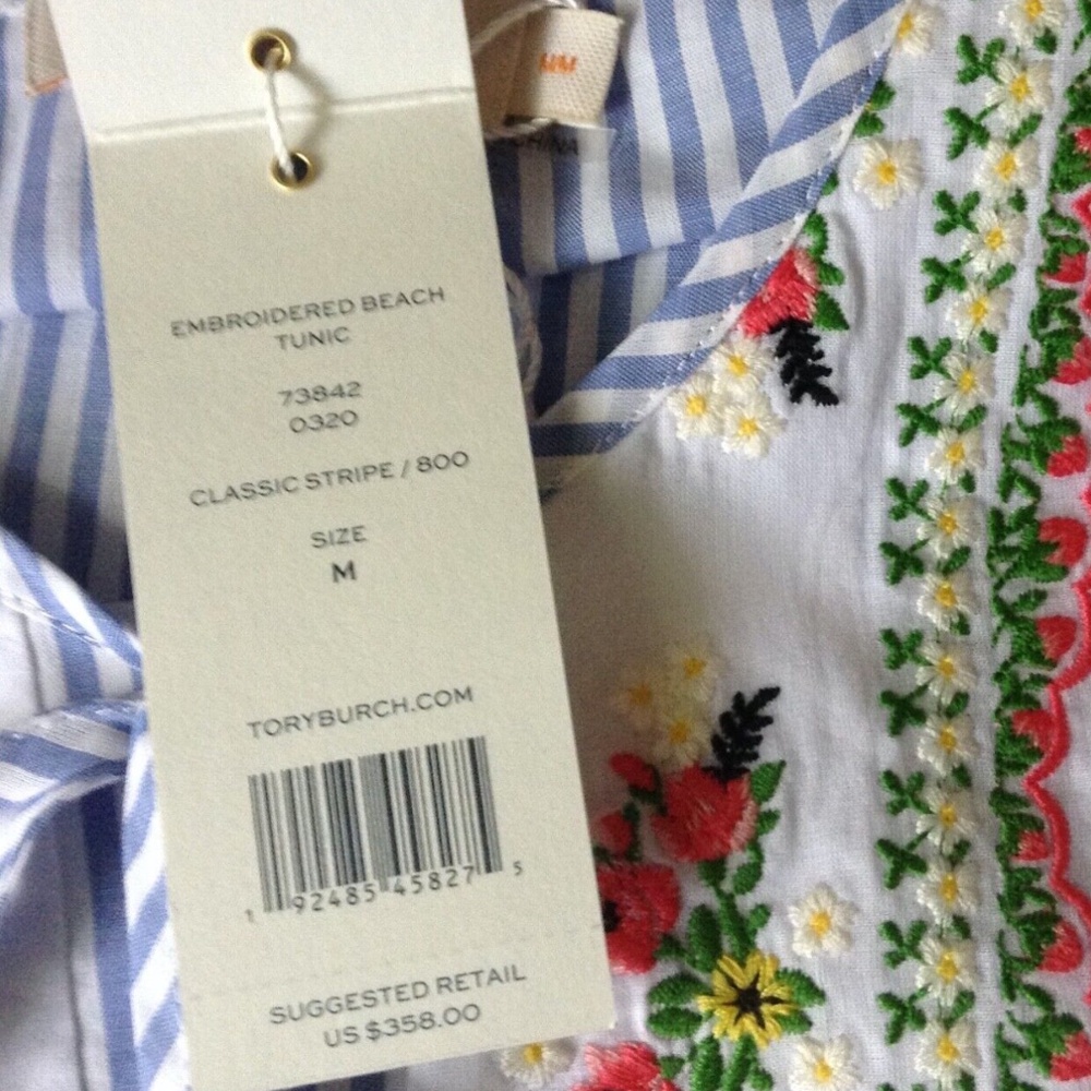 Tory Burch Tunic Caftan Striped Beach Swim  Coverup Dress NWT Resort Cruise - Picture 6 of 7